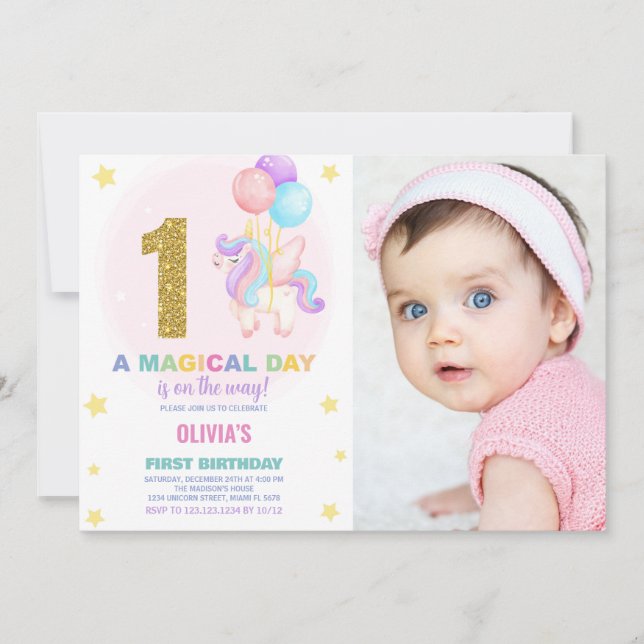 Foto de las invitaciones de cumpleaños de Unicorni (Anverso)