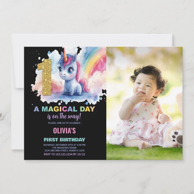 Foto de las invitaciones de cumpleaños de Unicorni (Anverso)