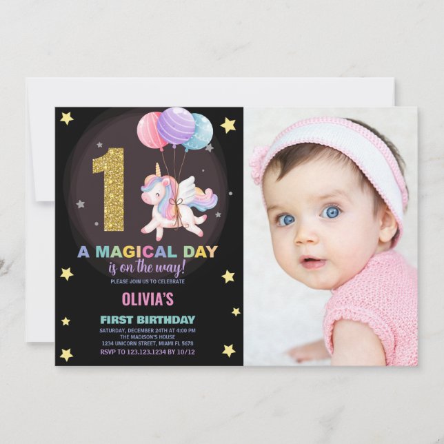 Foto de las invitaciones de cumpleaños de Unicorni (Anverso)