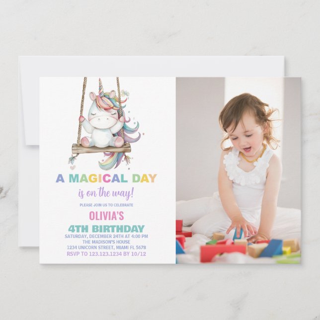 Foto de las invitaciones de cumpleaños de Unicorni (Anverso)