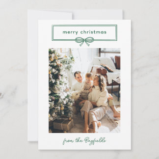 Foto de lazo bonito blanco verde Feliz Navidad
