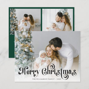 Foto de letra elegante verde de Feliz Navidad 