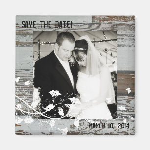 Foto de madera antigua Guardar el imán de fecha