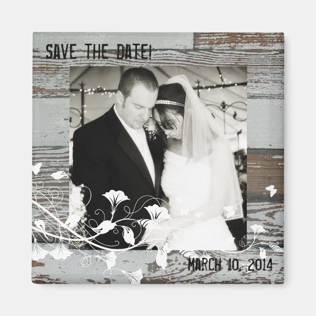 Foto de madera antigua Guardar el imán de fecha (Frente)