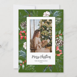 Foto de marco botánico Feliz Navidad Verde