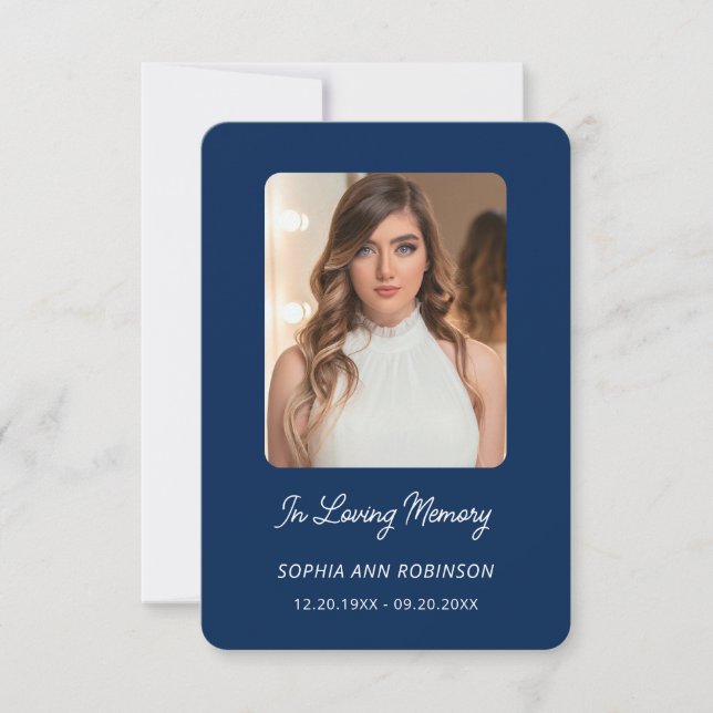 Foto de memoria amorosa Tarjeta de oración azul fu (Anverso)