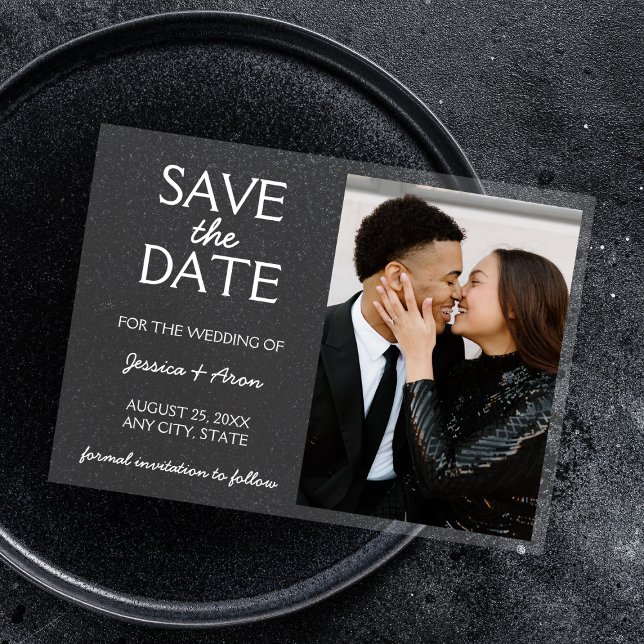 Foto De moda Guardar La Tarjeta Moderna De Fecha E (Chic Photo Save The Date Elegant Modern Card Acrylic Invitations)