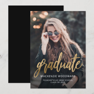 Foto de moda Invitación de Graduación de Guión Dor