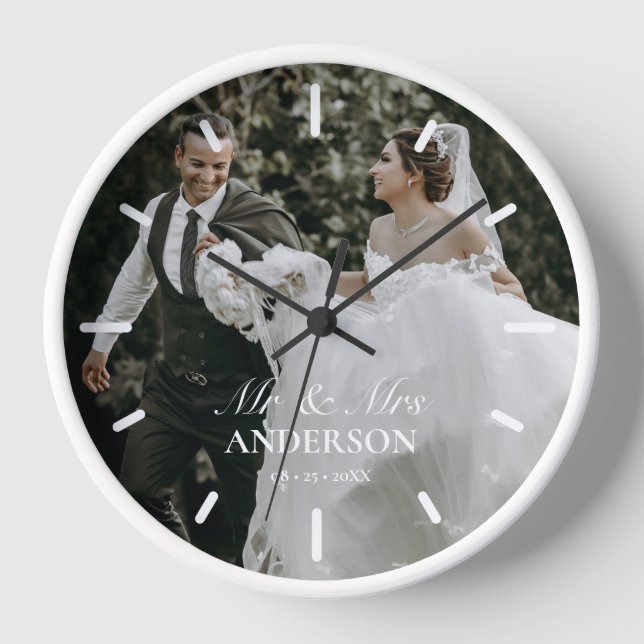 Foto de Mr. & Mrs. Boda Reloj de Ronda Personaliza (Anverso)