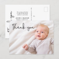 Foto de nacimiento de bebé varón moderno tarjeta d