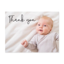 Foto de nacimiento de bebé varón moderno tarjeta d