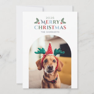 Foto de Navidad alegre con familia y mascota rodea