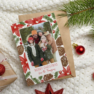 Foto de Navidad alegre con poinsettia y pino en ac