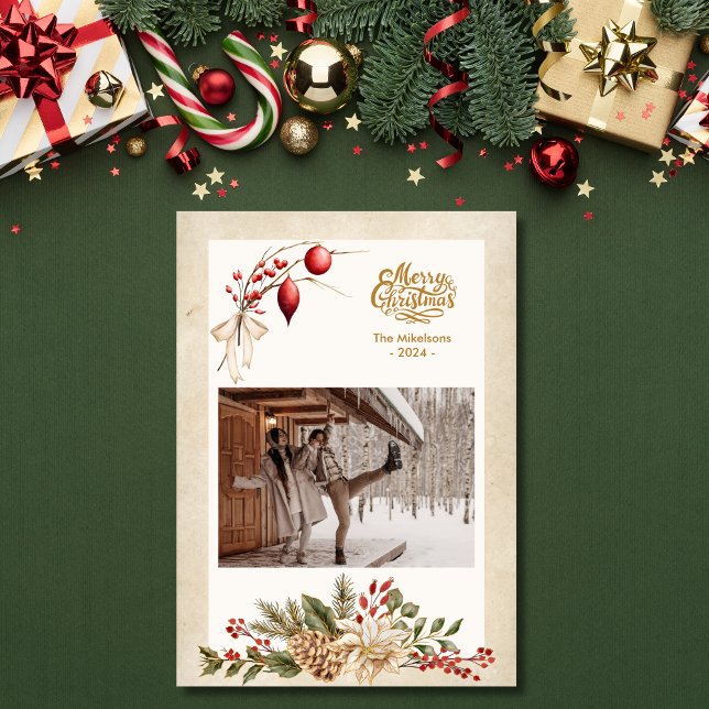 Foto de Navidad con bayas de Holly vintage (Subido por el creador)