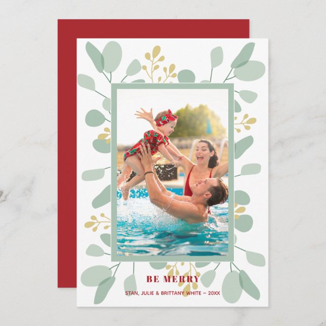 Foto de Navidad con bayas y eucalipto (Anverso / Reverso)