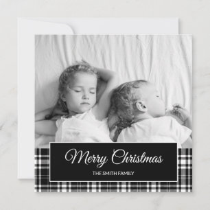 Foto de Navidad con cuadros de búfalo en blanco y