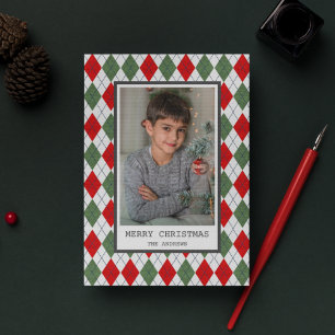 Foto de Navidad con Cuadros Escoceses Rojo y Verde