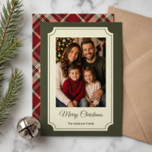 Foto de Navidad con Cuadros Escoceses Verdes