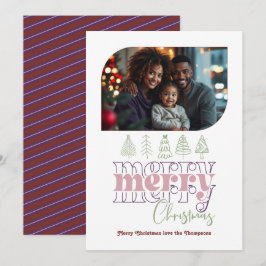 Foto de Navidad con Doodle Retro Moderno de Bayas