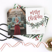 Foto de Navidad con guirnaldas y texto moderno
