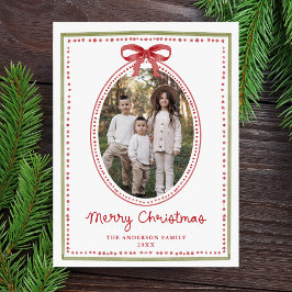 Foto de Navidad con lazo rojo vintage