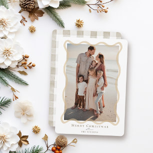 Foto de Navidad con marco ondulado beige