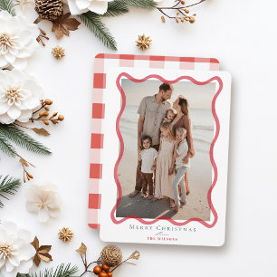 Foto de Navidad con Marco Ondulado Rojo