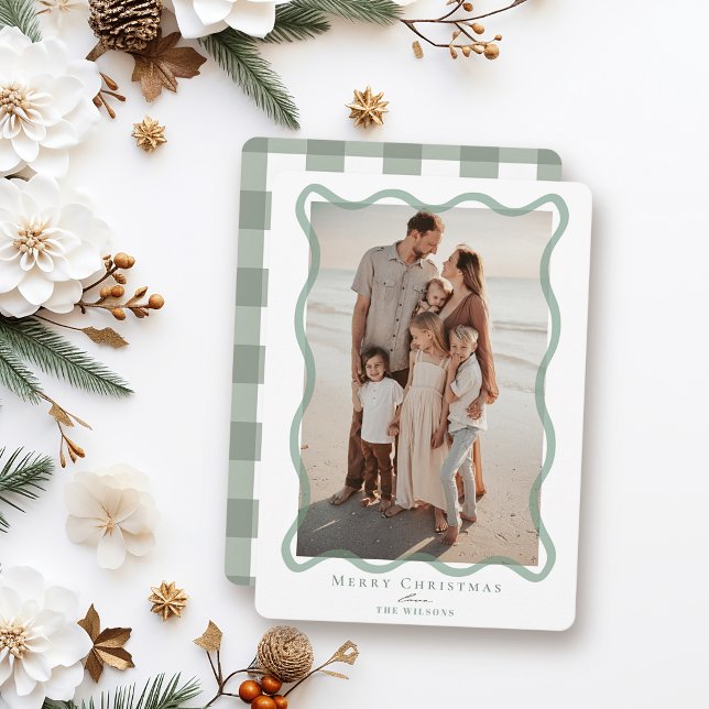 Foto de Navidad con marco ondulado verde (Subido por el creador)