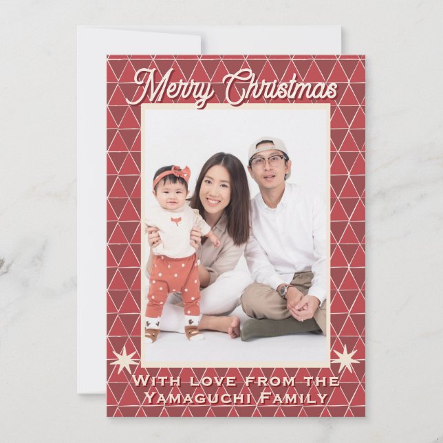 Foto de Navidad con patrón Uroko japonés (Anverso)
