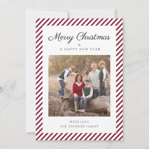Foto de Navidad con rayas rojas elegantes