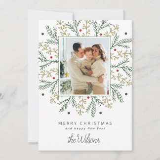Foto de Navidad contemporánea en blanco y verde