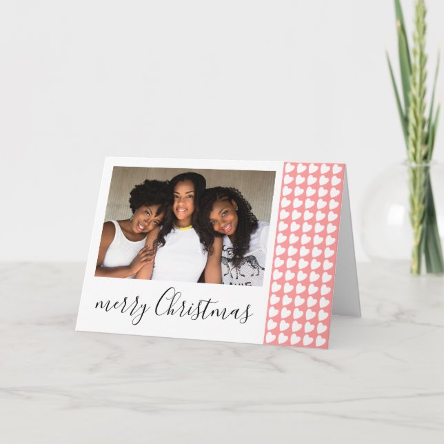 Foto de Navidad Corazón Blanco Rosa  (Anverso)
