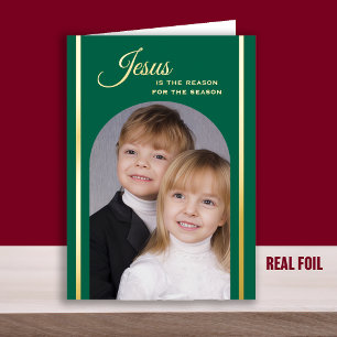 Foto de Navidad Cristiana Esmeralda Verde Dorado