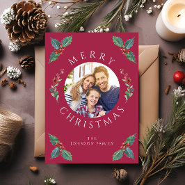 Foto de Navidad de Botánicos de Invierno Rojos Mod