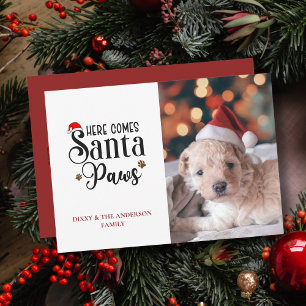 Foto de Navidad de Cute Here Comes Santa Paws Perr