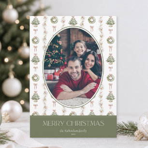 Foto de Navidad de familia con acuarela clásica
