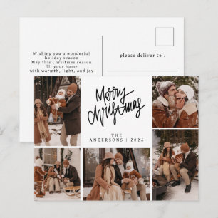 Foto de Navidad de familia con tipografía moderna