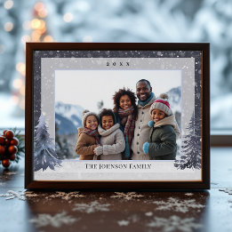 Foto de Navidad de familia de invierno de pino nev