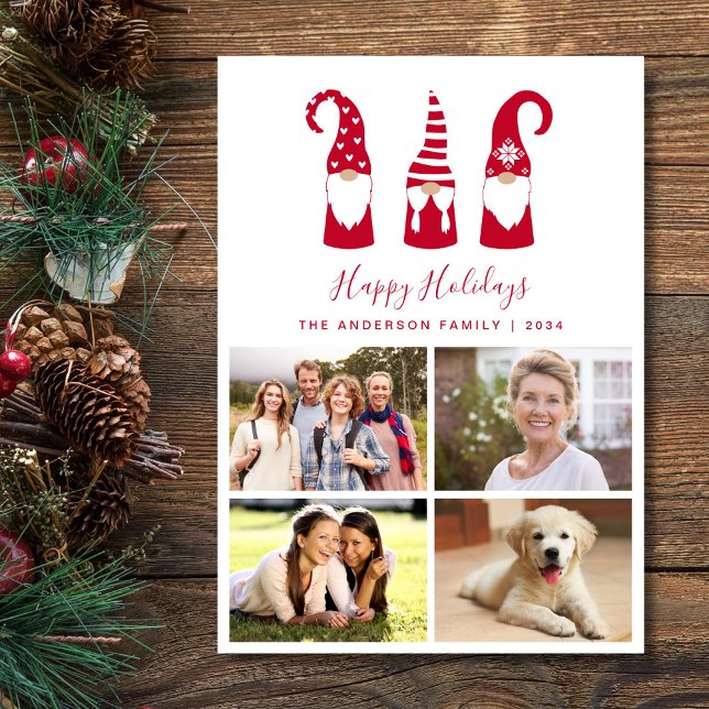 Foto de Navidad de Gnomos (Share the love and warmth of the season with your personalized photo Christmas card)