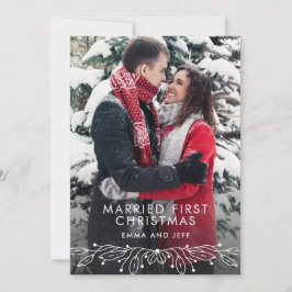 Foto de Navidad de invierno nevado casados por pri