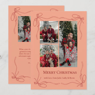 Foto de Navidad de la familia con elegante lazo ro