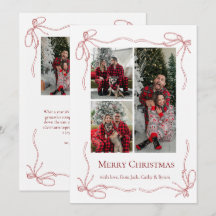 Foto de Navidad de la familia con elegante lazo ro
