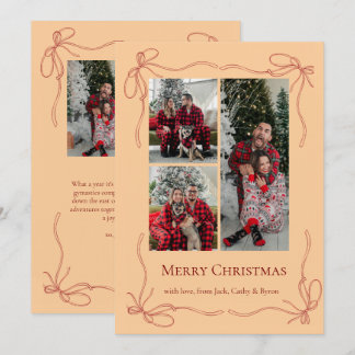 Foto de Navidad de la familia con elegante lazo ro