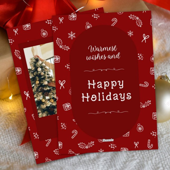 Foto de navidad de la morera roja dibujada a mano (hand painted christmas card, merry christmas card, printable christmas card, maker holiday cards)