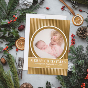 Foto de Navidad de oro abuelos nieto