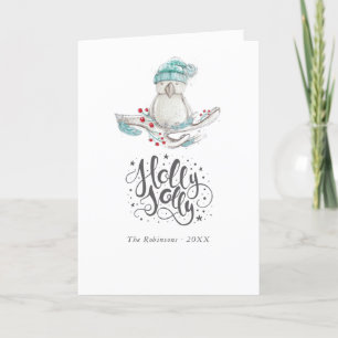 Foto de Navidad de pájaro de invierno en acuarela