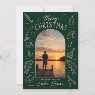 Foto de Navidad de pesca en la casa del lago