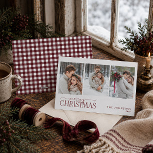 Foto de Navidad de recién casados con gingham de a