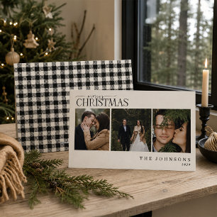 Foto de Navidad de recién casados en negro y blanc