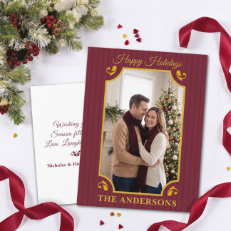 Foto de Navidad dorada de Merlot Borgoña rayada